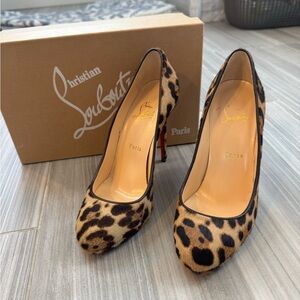 Christian Louboutin Filo 120 Leopard Pony Hair Pumps Red Sole Size 38